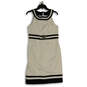 Womens White Black Halter Neck Sleeveless Back Zip Mini Dress Size 10 image number 1