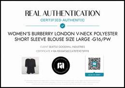 Burberry London Women's BlackV-Neck Shirred Short Sleeve Top Size L w/COA alternative image