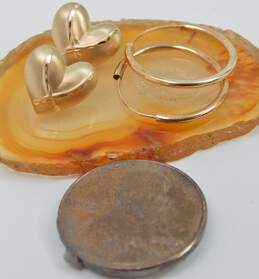 14K Gold Delicate Hoop & Heart Stud Earrings 0.8g