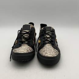 Giuseppe Zanotti Mens Black Beige Snakeskin Low Top Sneaker Shoes Size EU 47