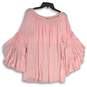 Fever Womens Pink Off The Shoulder Flared Sleeve Blouse Top Size Large image number 1