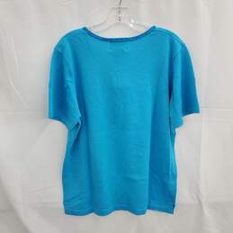 The Quacker Factory Short Sleeve Flower Design Pullover Shirt NWT Size L alternative image