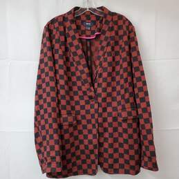 Maeve by Anthropologie Women's Checkered Print One Button Blazer Jacket Size 14