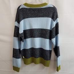 Urban Outfitters Men's Green/ Blue/Grey Striped Knit Crew Sweater Size S alternative image