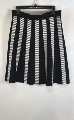 Calvin Klein Womens Black White Striped Stretch Pull-On A-Line Skirt Size Medium
