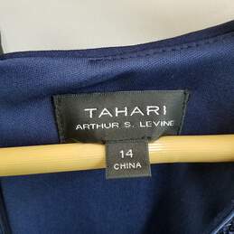 Tahari Women's Blue Sequin V-Neck Sleeveless Shift Dress with Feathers Size 14 alternative image