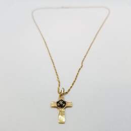 14K Gold Melce Diamond Onyx Cross Pendant On Twist Necklace 2.9g alternative image