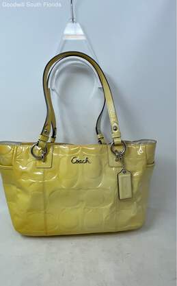 Coach Womens Yellow Leather Bag Charm Tote Handbag