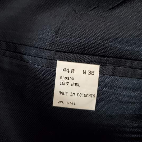 Authenticated Oscar De La Renta Men's Black Wool Pinstriped 2PC Suit Set 44R W38 image number 4