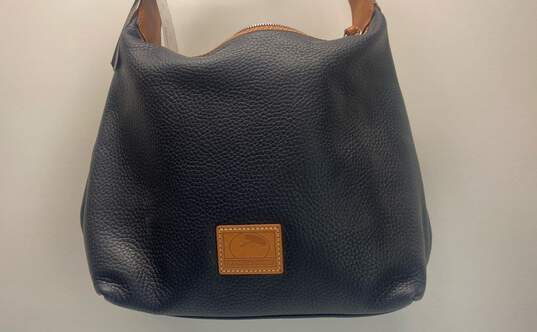 Dooney & Bourke Paige Sac Navy Blue Pebbled Leather Shoulder Hobo Tote Bag image number 3