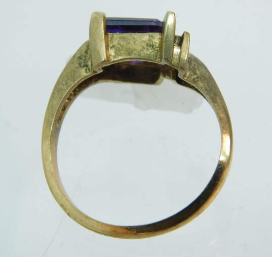 14K Yellow Gold Amethyst 0.04 CTTW Diamond Abstract Ring 3.7g image number 4