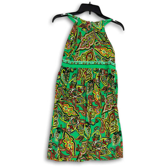 Womens Green Paisley Sleeveless Halter Neck Knee Length A-Line Dress Size P image number 1