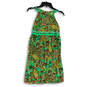 Womens Green Paisley Sleeveless Halter Neck Knee Length A-Line Dress Size P image number 1