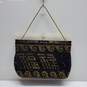 VTG BLACK/GOLD BEADED CLUTCH PURSE 9.5x6.5x3in image number 1