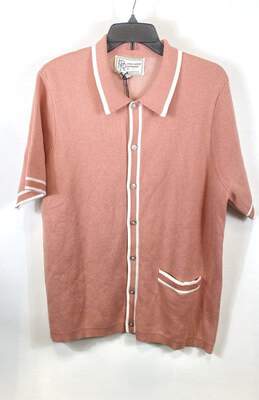 NWT Paper Planes Womens Pink Pocket Bowling Shirt Cardigan Sweater Size Large