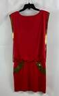 NWT Bebe Womens Red Gold Armor Beaded V-Neck Cocktail Mini Dress Size Small image number 2