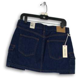 NWT Denim Forum Womens Blue Mid-Rise Cargo Pocket Mini Skirt Size 28W alternative image
