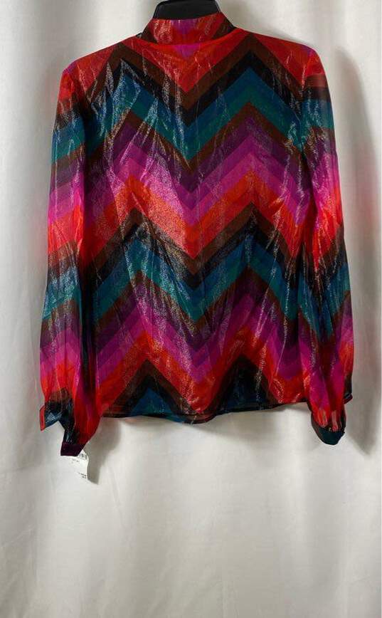 NWT Trina Turk Womens Multicolor Long Sleeve Tie Neck Blouse Top Size Small image number 2