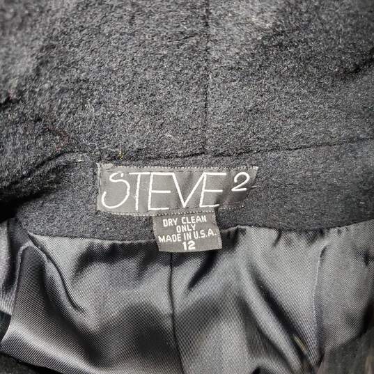 Steve 2 Long Button Up Hooded Overcoat Jacket Size 12 image number 3