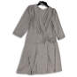 Womens Gray V-Neck Knee Length 3/4 Sleeve Pullover A-Line Dress Size 14 image number 1