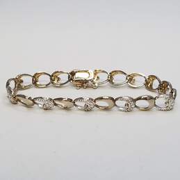 Sterling Silver Diamond U Link 7inch Bracelet 11.9g