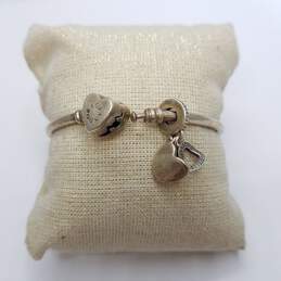 Pandora ALE 925 Sterling Silver Heart Charm Bangle Bracelet 11.6g