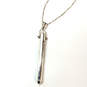 Designer Stella & Dot Silver-Tone Link Chain Plain Bar Pendant Necklace image number 2