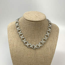 Designer Swarovski Floral Faux Pearl Rhinestone Choker Chain Necklace