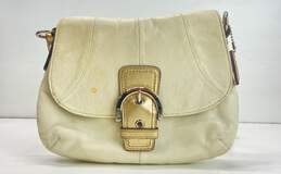 COACH Ivory Leather Buckle Flap Crossbody Bag