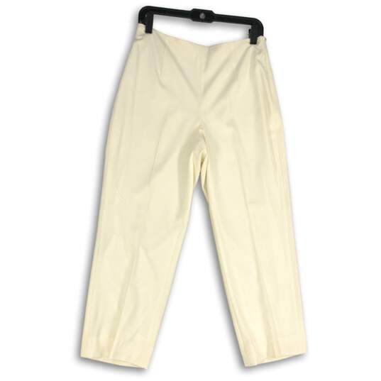 Talbots Womens Off White Flat Front Side Zip Ankle Pants Size 10P image number 1