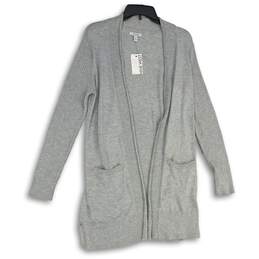 NWT Nine West Womens Gray Long Sleeve Open Front Cardigan Sweater Size PL