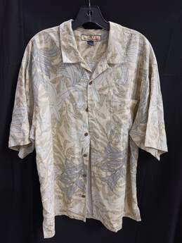 Tommy Bahama Silk Leaf Pattern Button Up Short Sleeve Shirt Size Medium