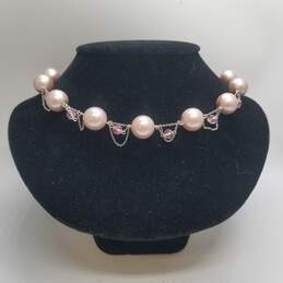 Sterling Silver 14.1mm FW Pearl & Bead 18.5" Unique Necklace 44.7g