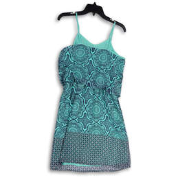 NWT Womens Green Blue Spaghetti Strap Round Neck Mini Dress Size Small alternative image