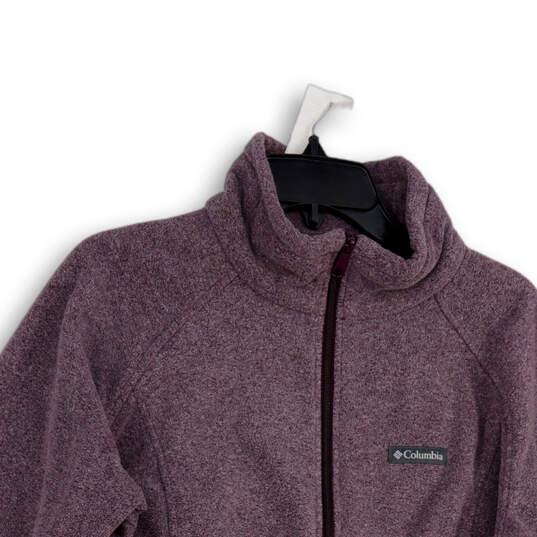 Womens Purple Fleece Mock Neck Long Sleeve Full-Zip Jacket Size XL image number 3