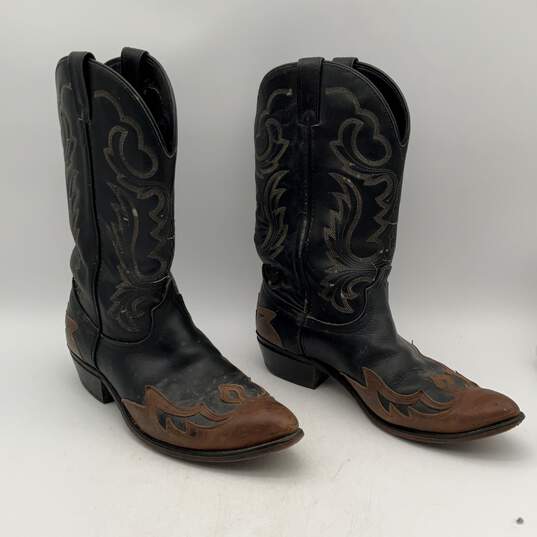 Code West Mens Black Brown Round Toe Pull-On Cowboy Western Boots Size 11 image number 1