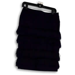 Womens Blue Casual Fringe Trim Knee Length Side Zip Mini Skirt Size 8 alternative image