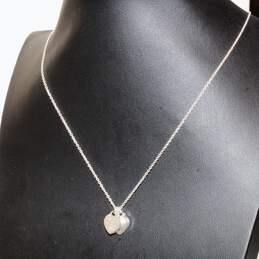 Tiffany & Co Sterling Silver Please Return To Mini Double Heart Necklace 17.50" alternative image