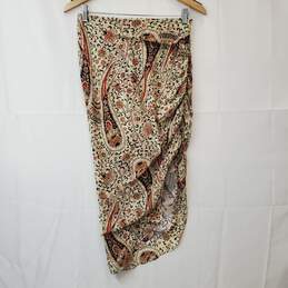 Veronica Beard Women's Paisley Silk Faux Wrap Side-Zip Skirt Size 4