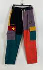 Coursemy Mens Multicolor Cotton Colorblock Drawstring Waist Cargo Pants Size L image number 1