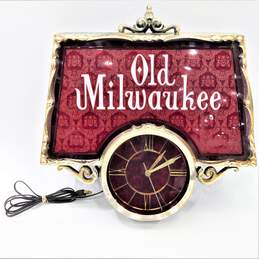 Vintage Old Milwaukee Beer Lighted Clock Wall Sign