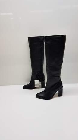 Zara Black Leather Calf Pointed Boot - Size 36