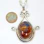 Artisan 925 Chunky Amber Pendant Figaro Chain Necklace 39.5g image number 6