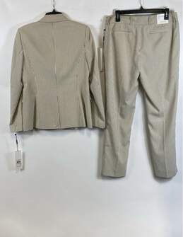 NWT Calvin Klein Womens Beige Striped Long Sleeve 2 Piece Suit Pant Set Size 10 alternative image