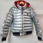 Tommy Hilfiger Shiny Silver Metallic Down Feather Puffer Hooded Jacket Size M image number 1