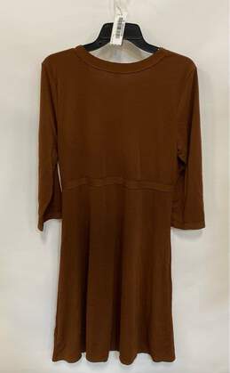 NWT Sigrid Olsen Womens Brown 3/4 Sleeve V-Neck Fit & Flare Dress Size X-Large alternative image