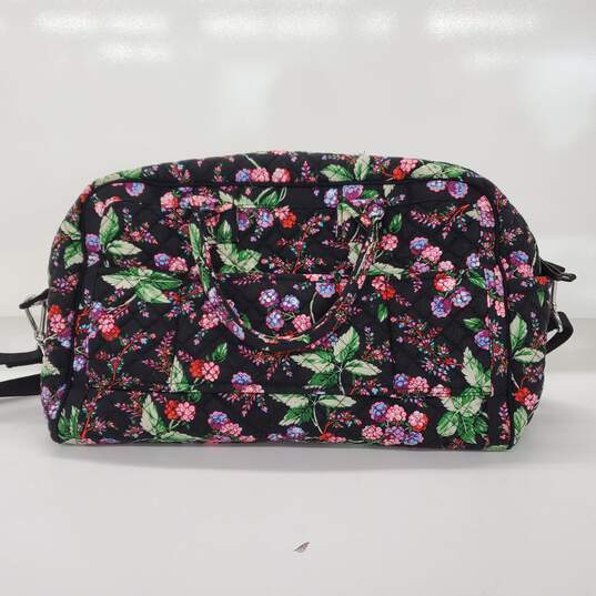 Vera Bradley Black Multi Floral Print Cotton Weekender Travel Bag Set image number 7