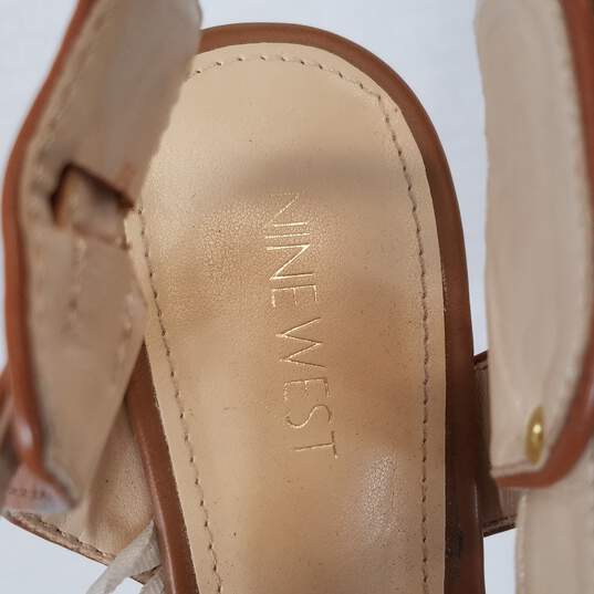 Nine West Wedge Sandal Peep Toe Women Heels   Size 7  Color Tan Brown image number 8