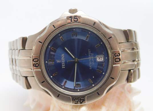 wijk Mus Zelfgenoegzaamheid Buy the Men's Festina Titanium 8665 Blue Dial Date Indicator Quartz Watch |  GoodwillFinds