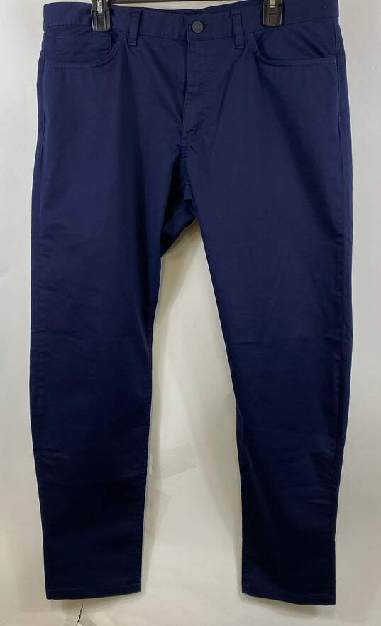 NWT Theory Mens Navy Blue Soft Sateen Haydin Straight Leg Chino Pants Size 36 image number 1